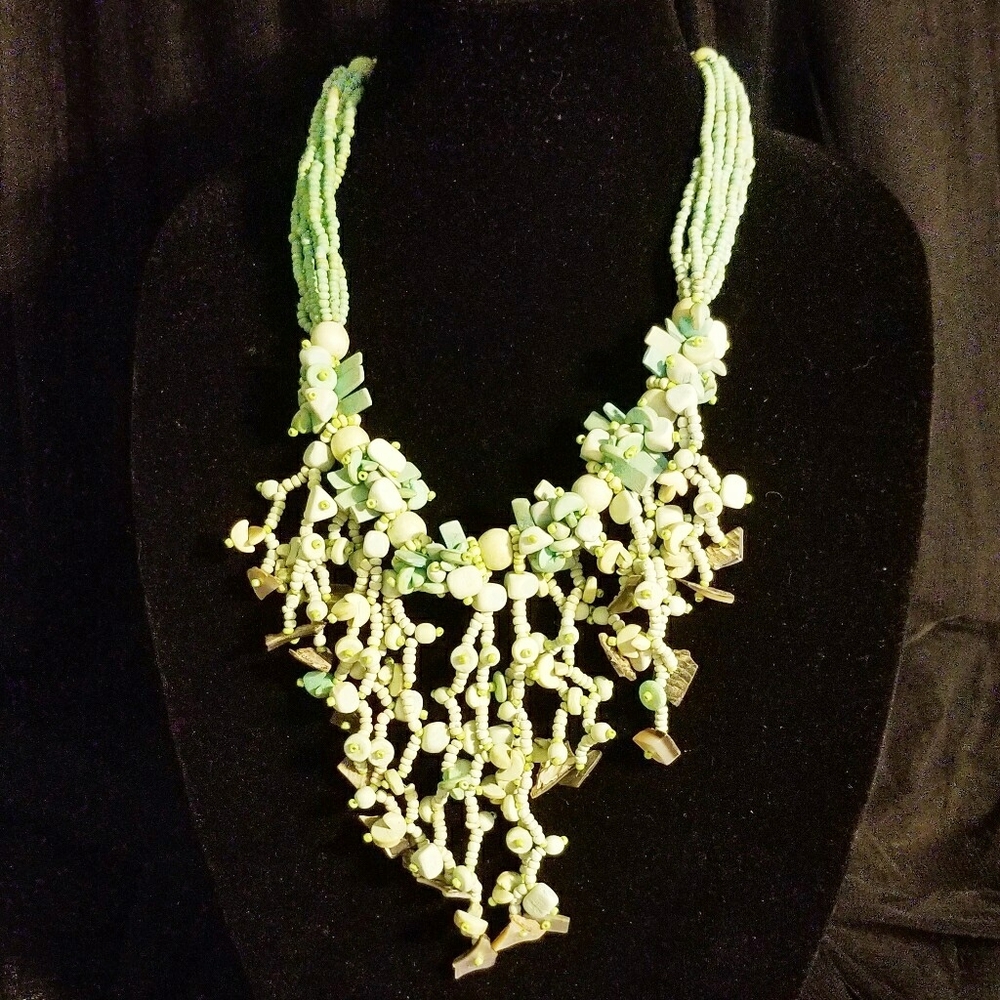 Natural Beaded Fringe Collar